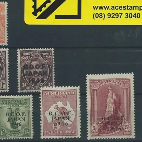 1946 BCOF set of 7 to 5/- Robes on thin paper. ...