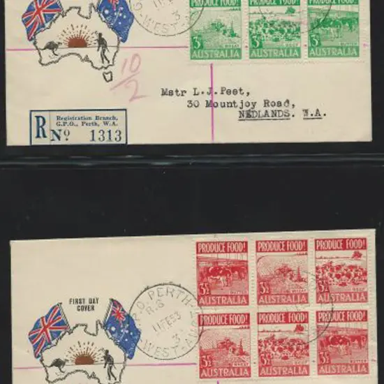 1953 (11th Feb) 3d& 3½d Produce Food blocks of 6 ...