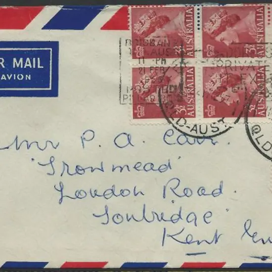 1957 (21st Feb) Airmail cover to England bearing ...