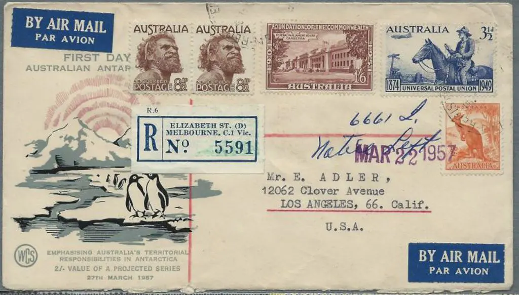 1957 (18th Mar) Regd Airmail cover using WCS FDC ... Image 1++