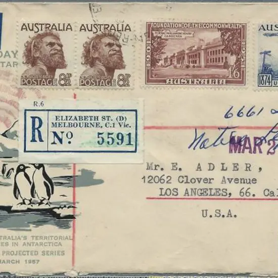 1957 (18th Mar) Regd Airmail cover using WCS FDC ...