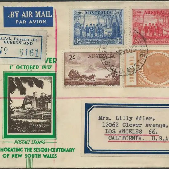 1957 (26th Aug) Regd Airmail cover to USA using ...