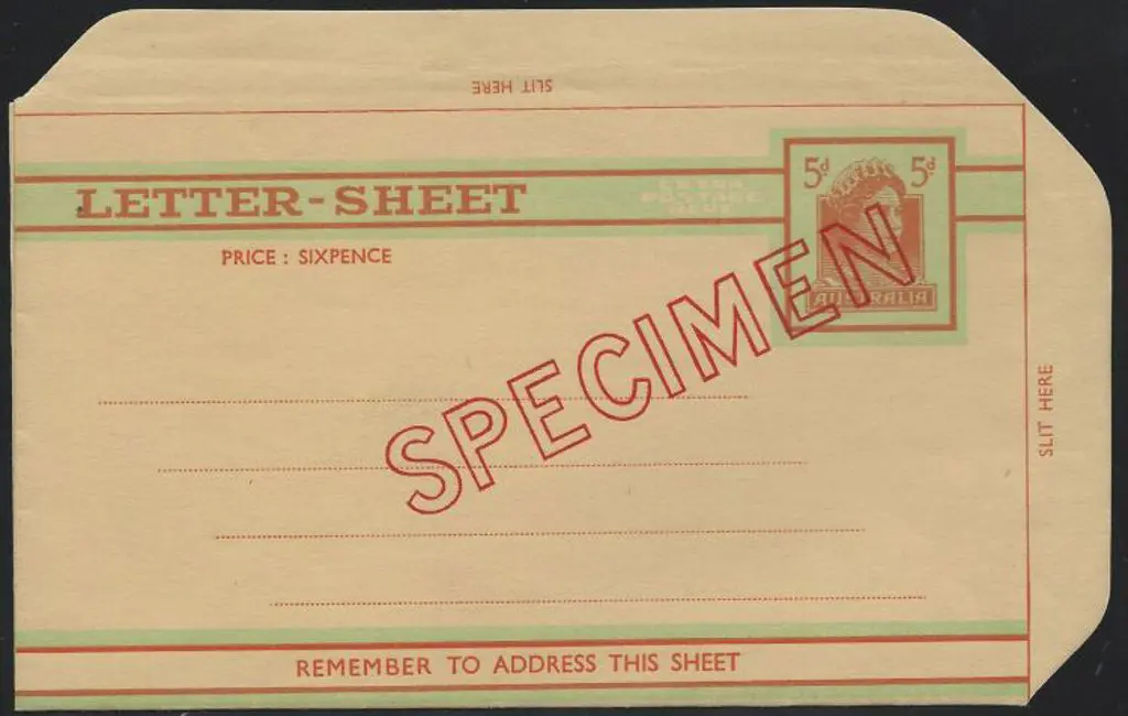 1961 5d QEII Lettersheet printed "SPECIMEN" ... Image 1++