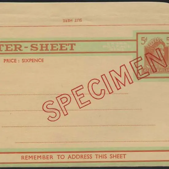 1961 5d QEII Lettersheet printed "SPECIMEN" ...