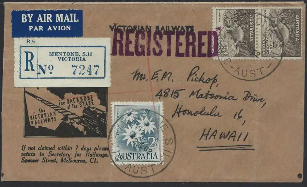 1962 (2nd June) Mentone S.11 Registered "Victorian ... Image 1++