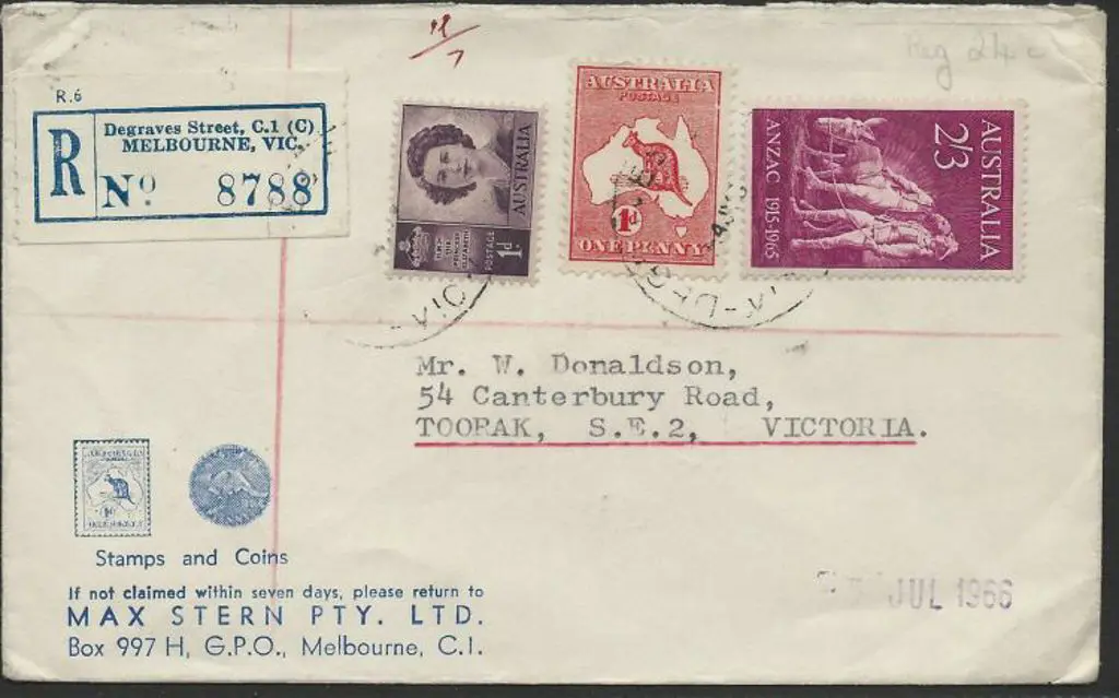 1966 (4th July) Regd cover Melbourne to Toorak ... Image 1++