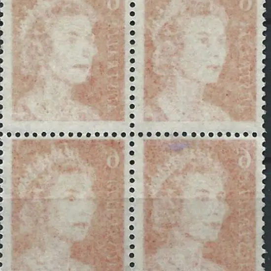 1970 6c orange QEII block of 4 with complete ...
