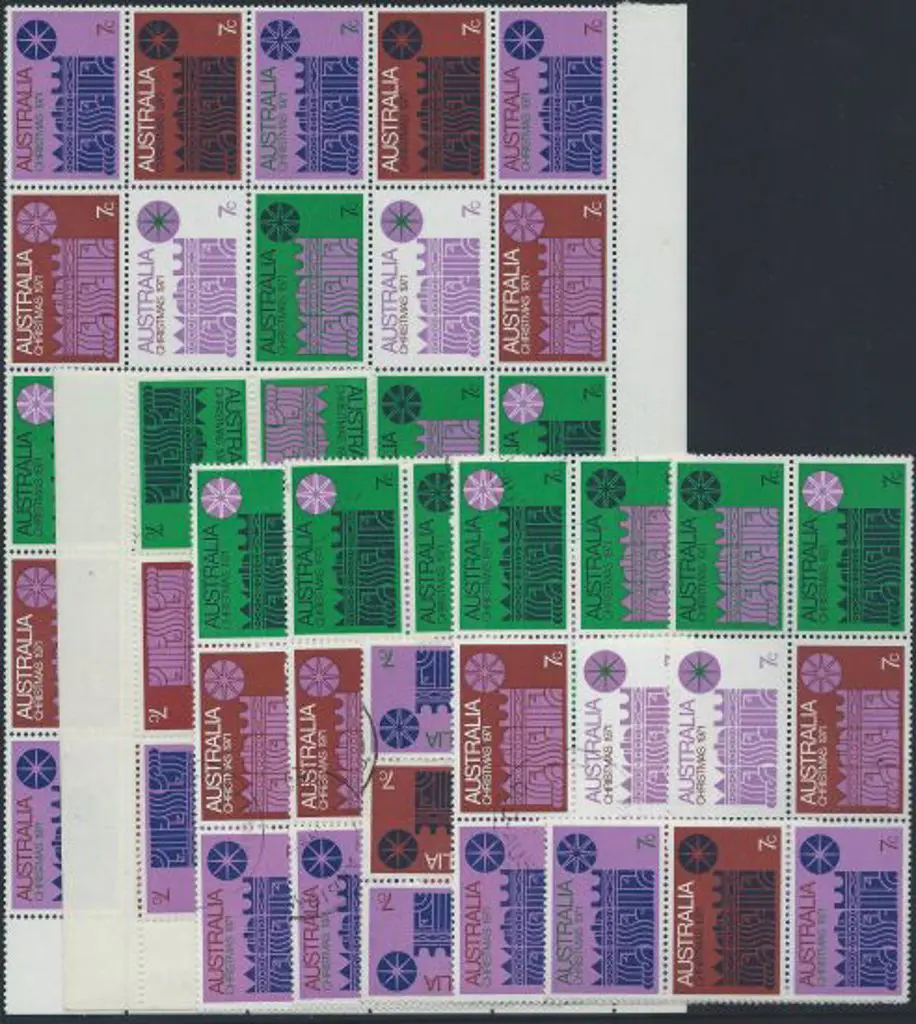 1971 Christmas pane of 25 on cream paper MUH plus ... Image 1++