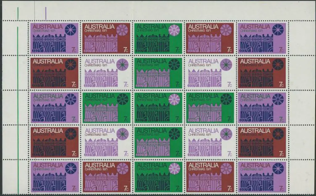 1971 Christmas pane of 25 on cream paper plus 1968 ... Image 1++