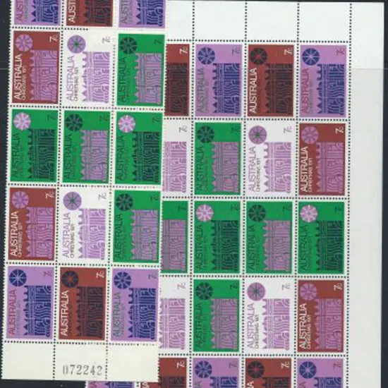 1971 Christmas pane of 25 on white paper plus ...