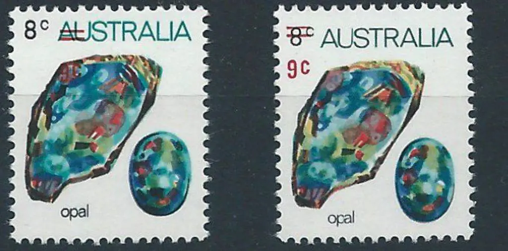 1973 9c on 8c Opal with "surcharge misplaced to ... Image 1++
