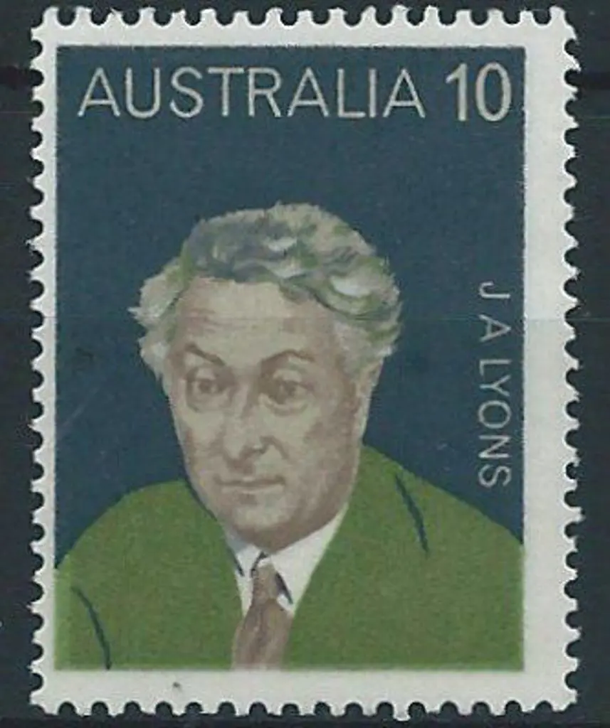 1975 10c Lyons Prime Minister with "printed on ... Image 1++