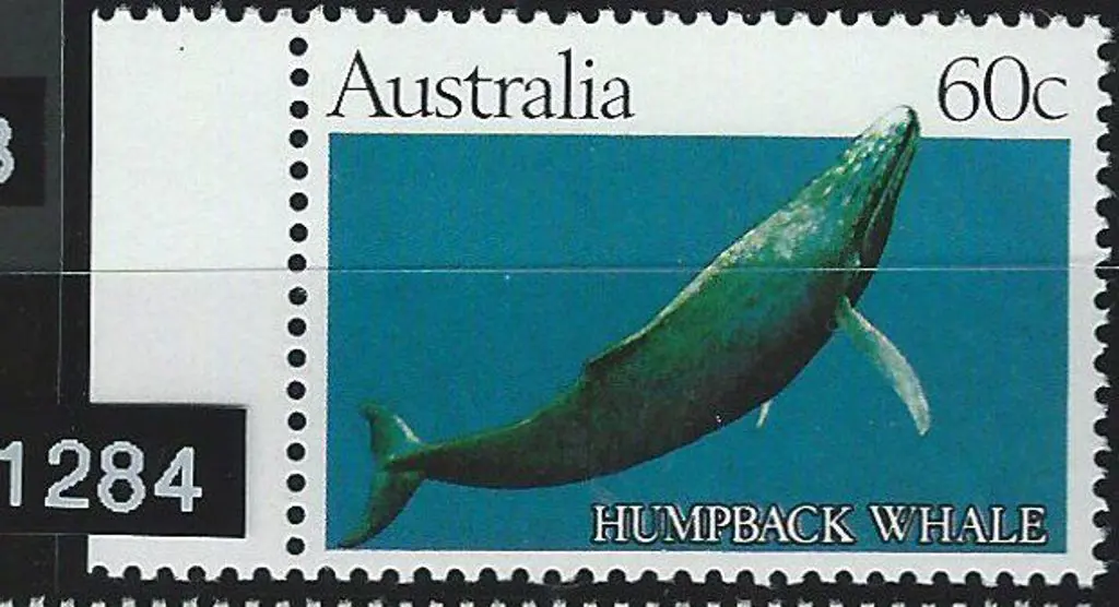 1982 60c Humpback Whale trial printing with solid ... Image 1++