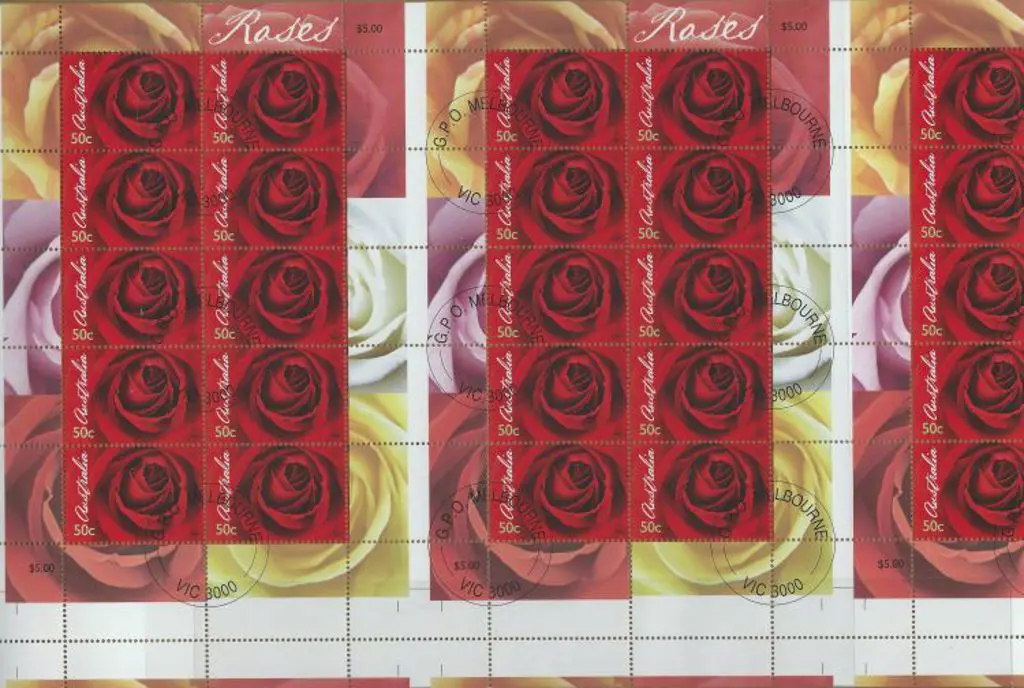 2006 50c "Roses" Greetings sheetlets of 10 x 3 in ... Image 1++
