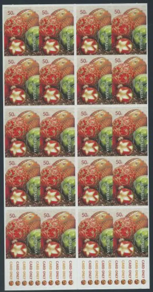 2008 $10 Christmas bauble self adhesive booklet ... Image 1++