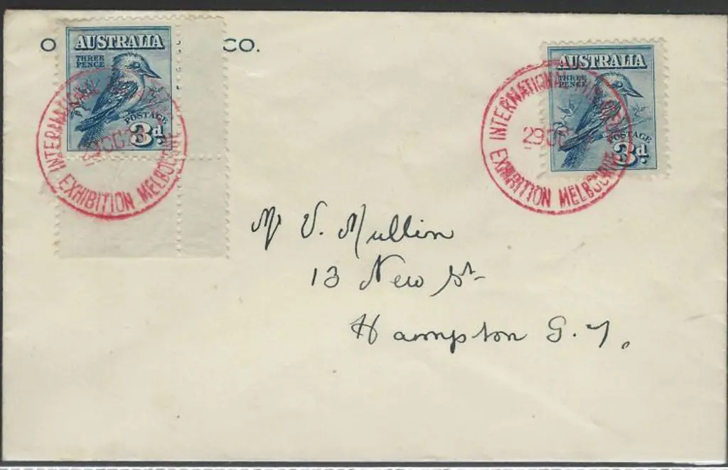 1929 (29th Oct) 3d kookaburra x 2 with one from ... Image 1++