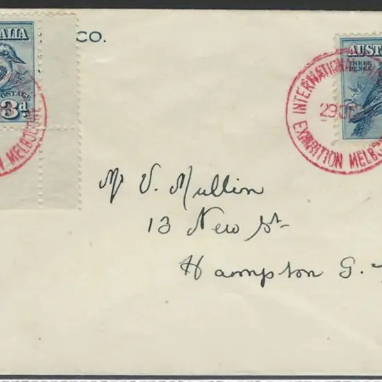 1929 (29th Oct) 3d kookaburra x 2 with one from ...