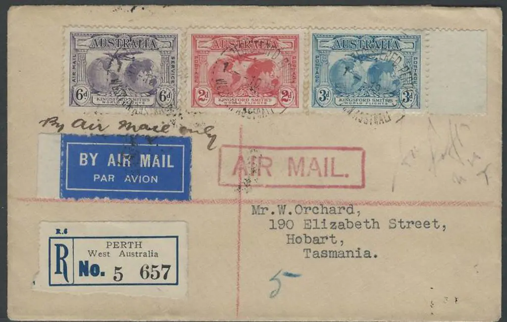 1931 (19th Mar) Kingsford Smith set of 3 on plain ... Image 1++