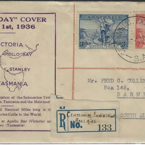 1936 (1st Apr) Cable pair on Gowers Stamp Den ...