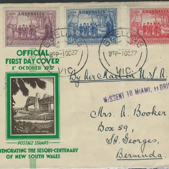 1937 (1st Oct) NSW Sesqui set of 3 on illust cover ...