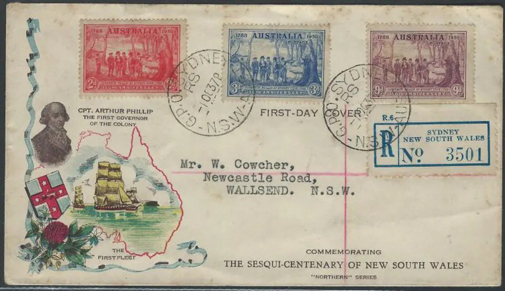 1937 (1st Oct) NSW Sesqui set of 3 on Northern ... Image 1++
