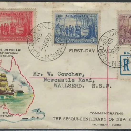 1937 (1st Oct) NSW Sesqui set of 3 on Northern ...