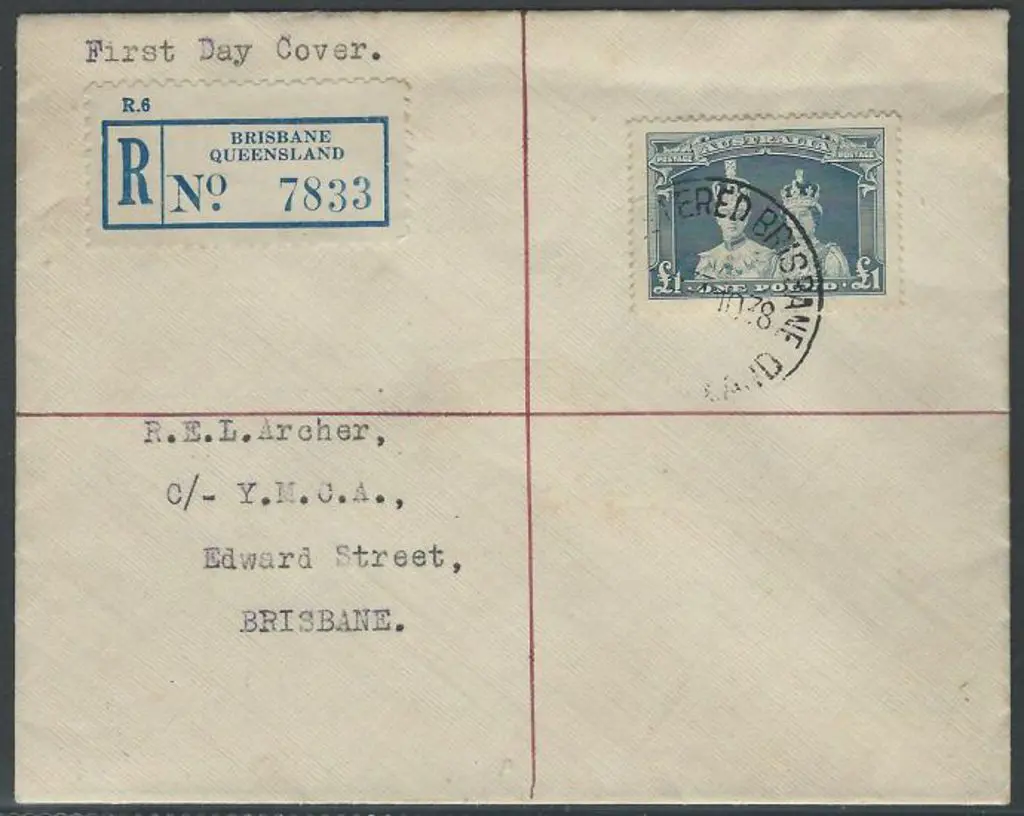 1938 (1st Nov) £1 Robes on thick paper on Brisbane ... Image 1++