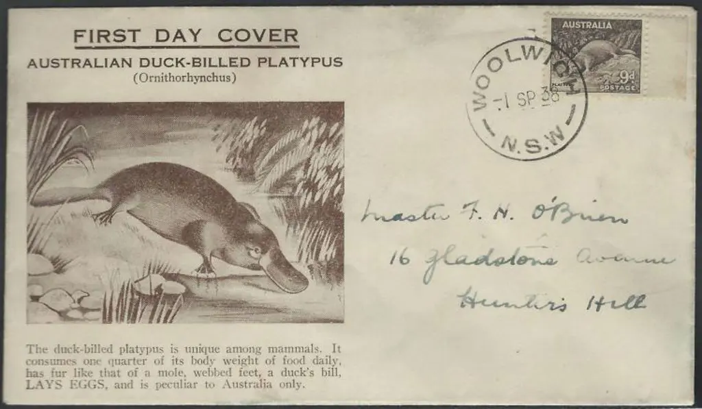 1938 (1st Sept) 9d Platypus on Haslem illustrated ... Image 1++
