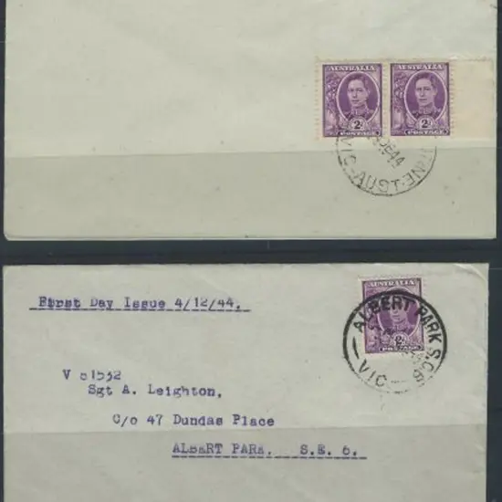 1944 (4th Dec) 2d bright purple KGVI tied to plain ...