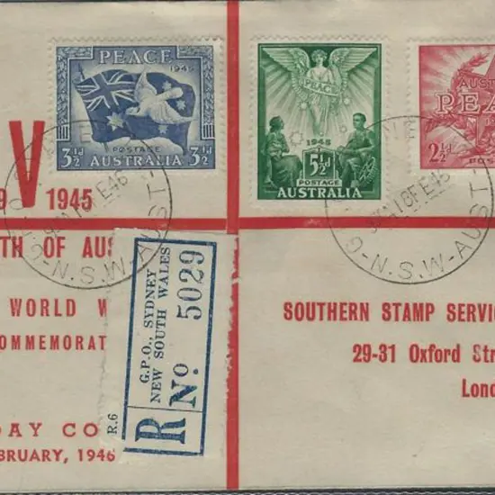 1946 (18th Feb) Peace set of 3 on Baker & Maloney ...