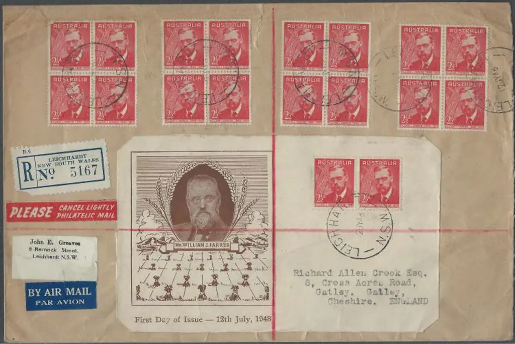 1948 (12th July) 2½d Farrer ingeniously pasted ... Image 1++