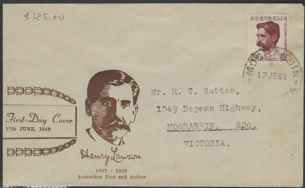 1949 (17th June) 2½d Henry Lawson on Miller Bros. ... Image 1++