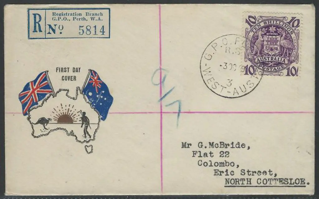 1949 (3rd Oct) 10/- Arms on Challis printed FDC ... Image 1++