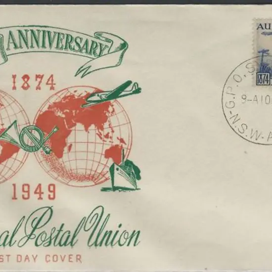 1949 (10th Oct) 3½d blue UPU on unaddressed Wide ...