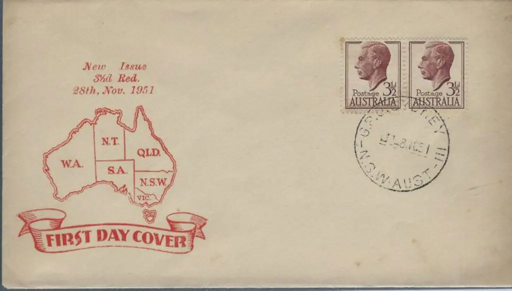 1951 (25th Nov) 3½d maroon KGVI on Smythe ... Image 1++