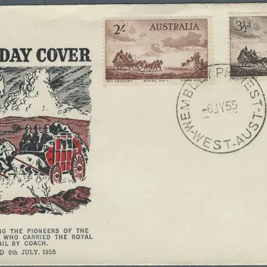 1955 (6th July) Cobb & Co. Guthrie illust FDC with ...
