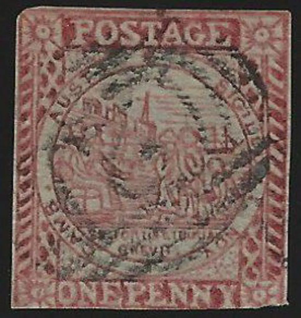 1850 1d dull carmine on greyish paper, plate 2 ... Image 1++