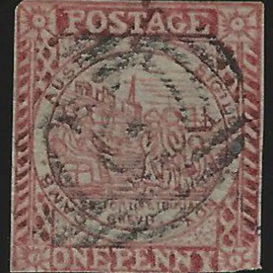 1850 1d dull carmine on greyish paper, plate 2 ...