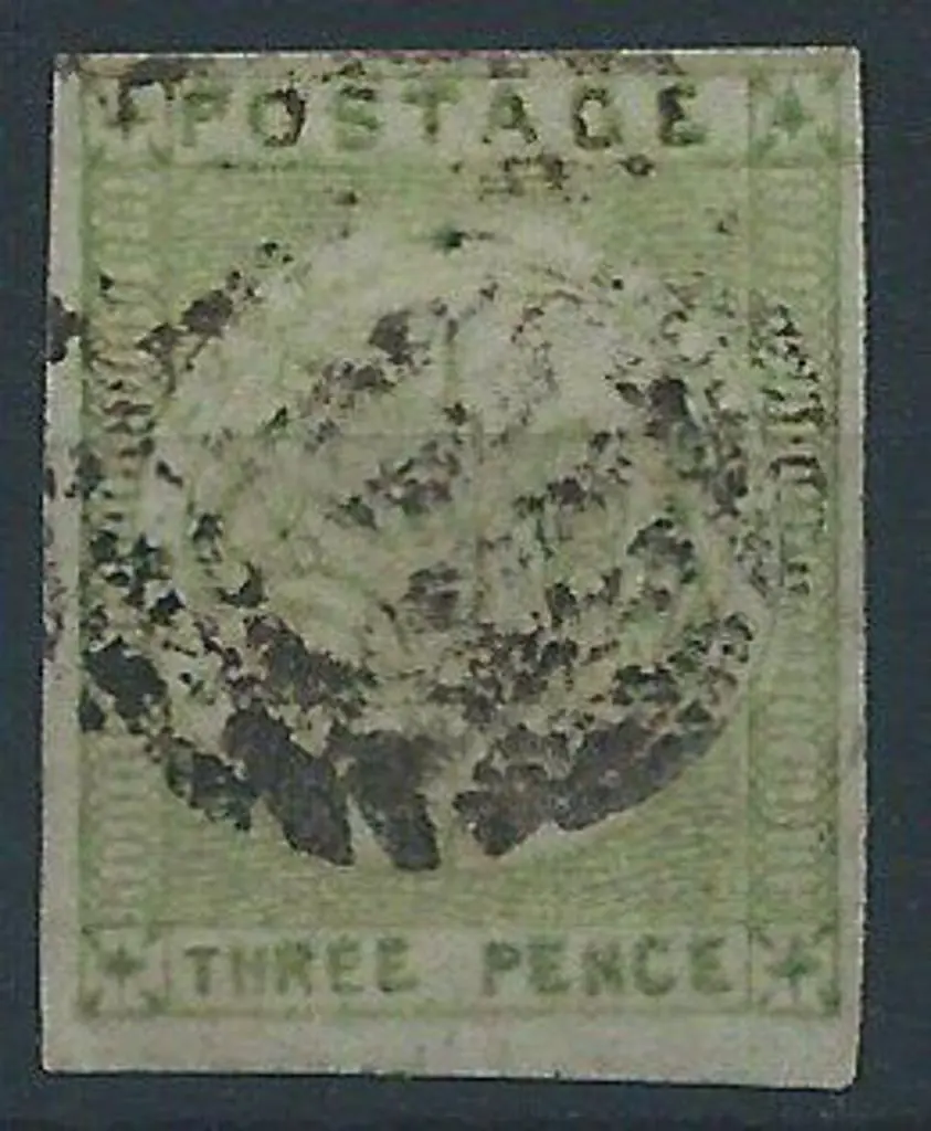 1850 3d yellow-green on bluish to grey wove paper. ... Image 1++