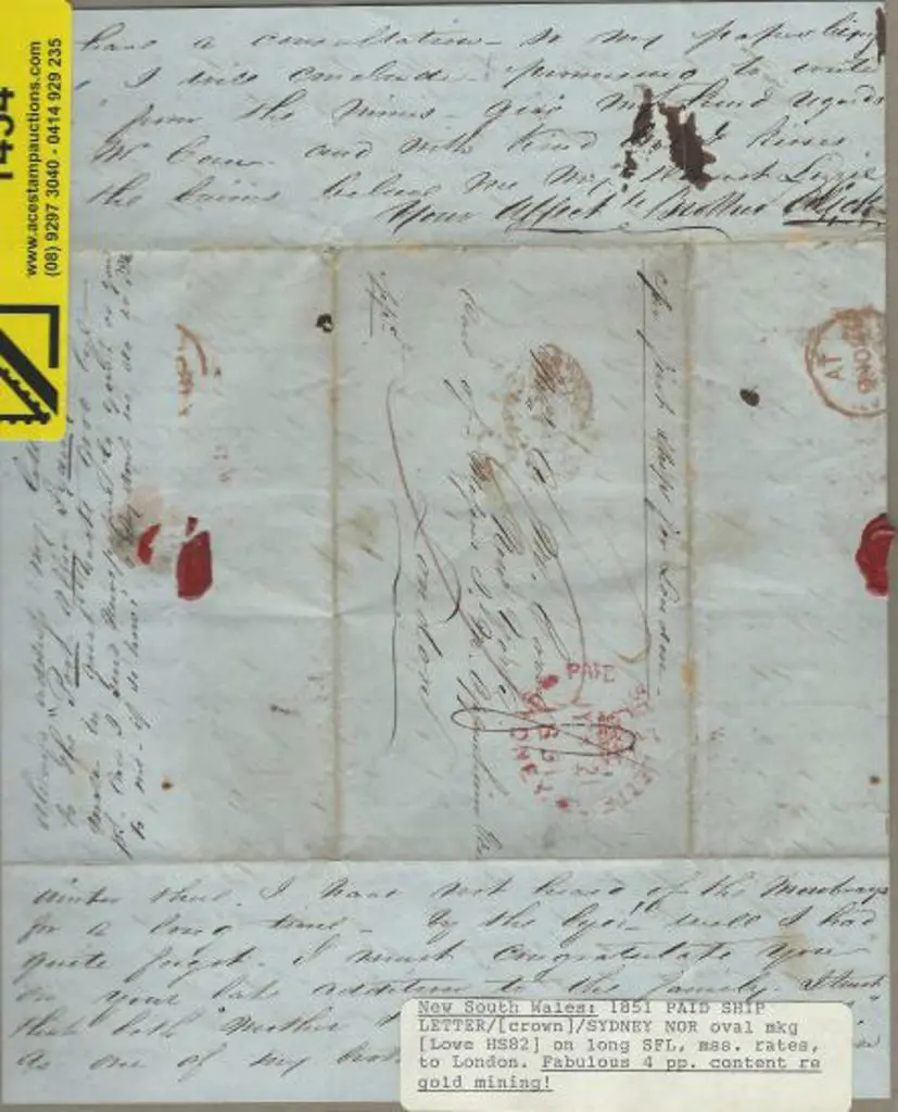 1851 "PAID SHIP LETTER SYDNEY JY 21 1851" crown ... Image 1++