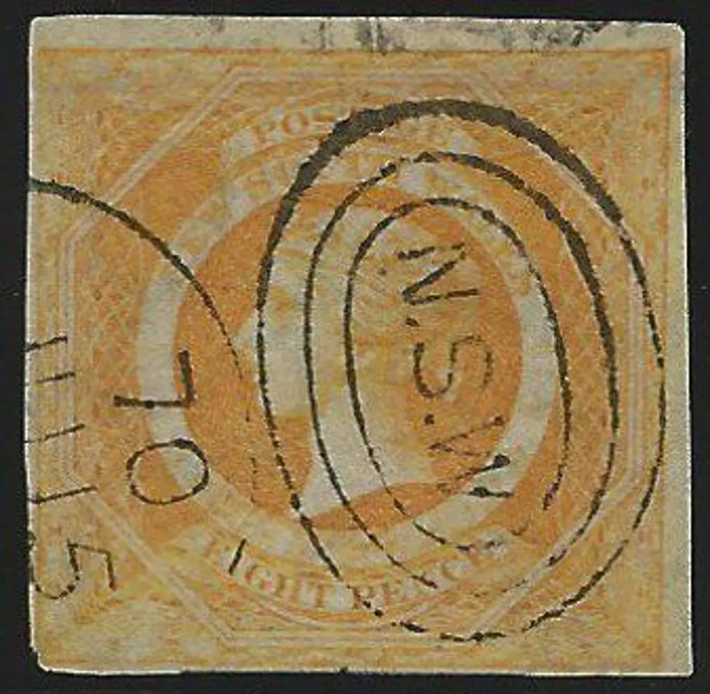1854/59 8d dull yellow orange imperf diadem with 4 ... Image 1++