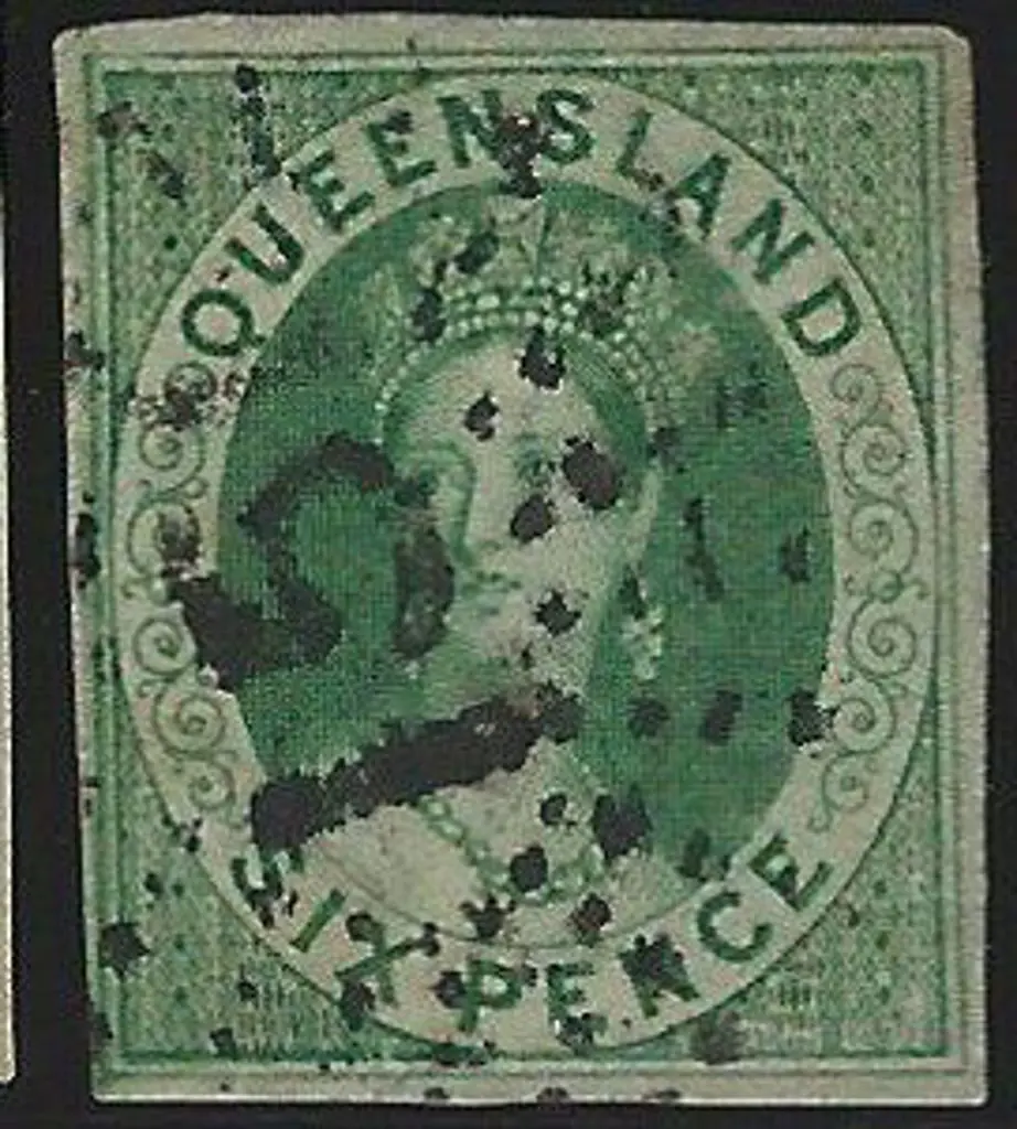 1860 6d green Chalon. Four margins with neat "15" ... Image 1++