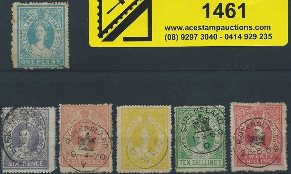 1866/68 1d to 20/- Stamp Duty with all except 1d ... Image 1++