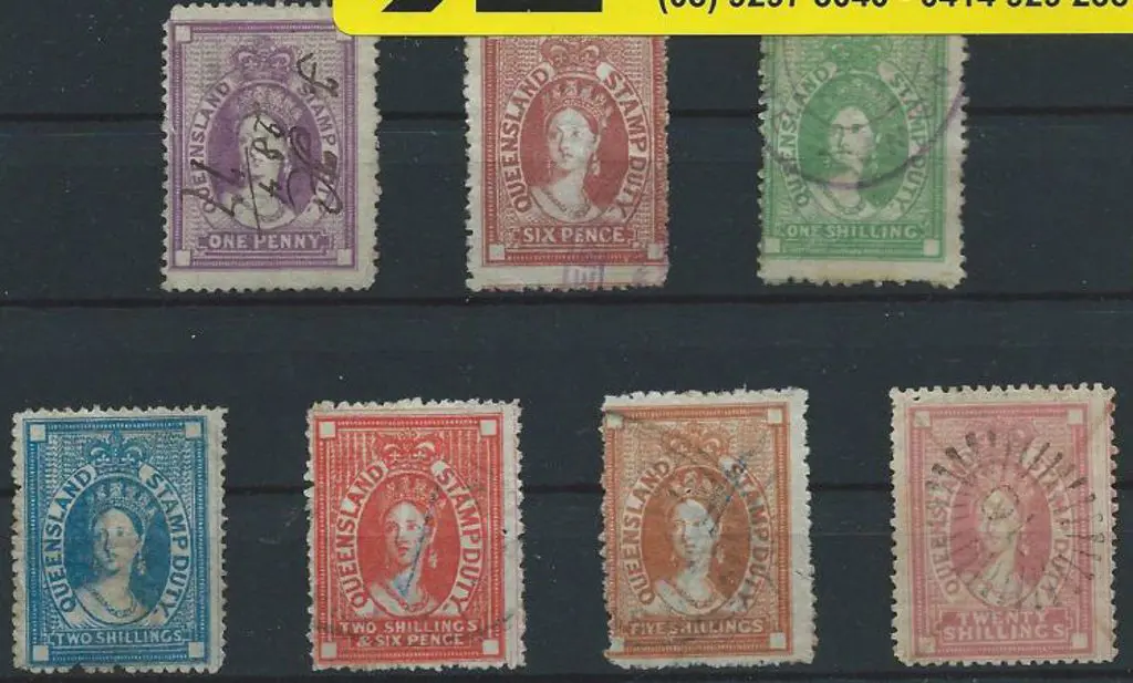 1871/72 1d to 20/- Stamp Duty range of 7 vals good ... Image 1++