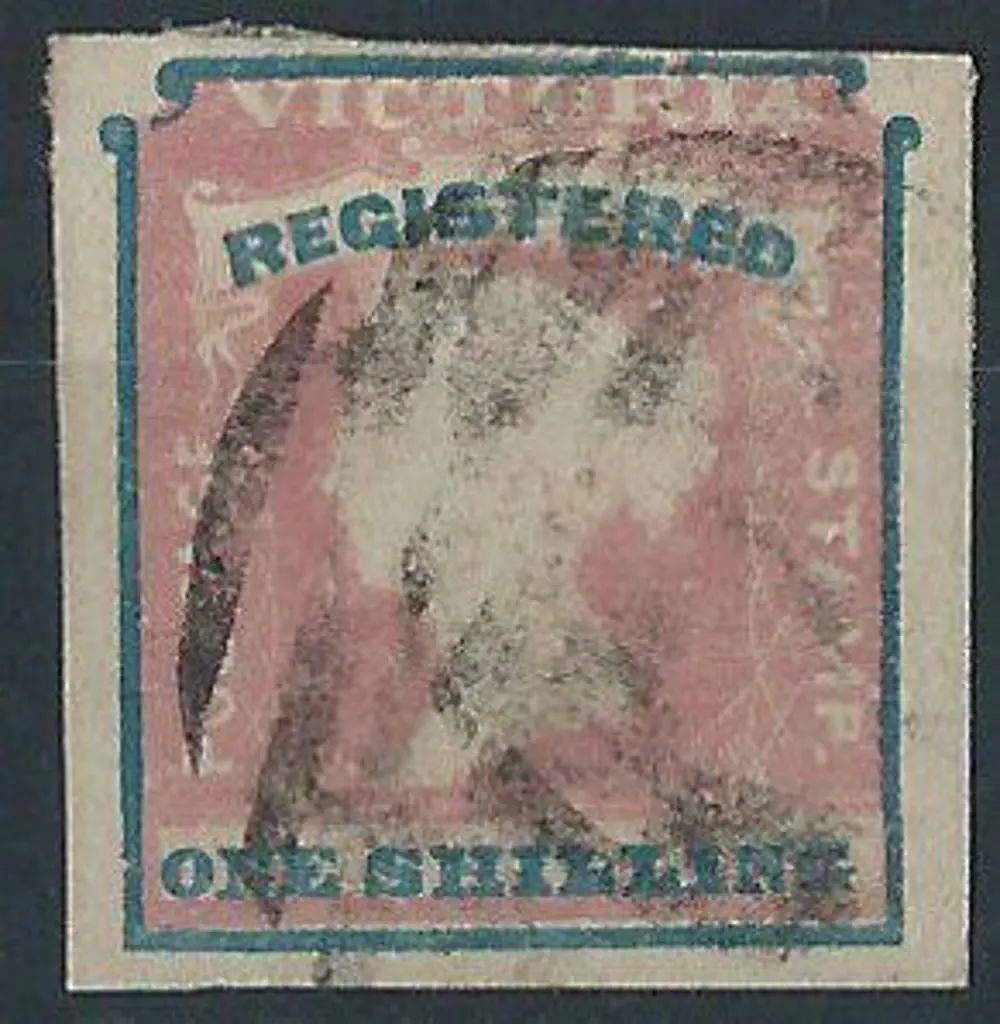 1854/55 6d "REGISTERED" rose-pink & blue imperf ... Image 1++