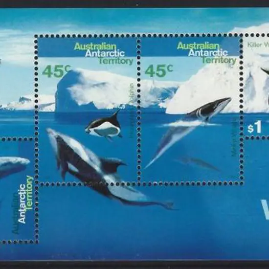 1995 Whales & Dolphins M/S's ovptd "Carl Lewis ...