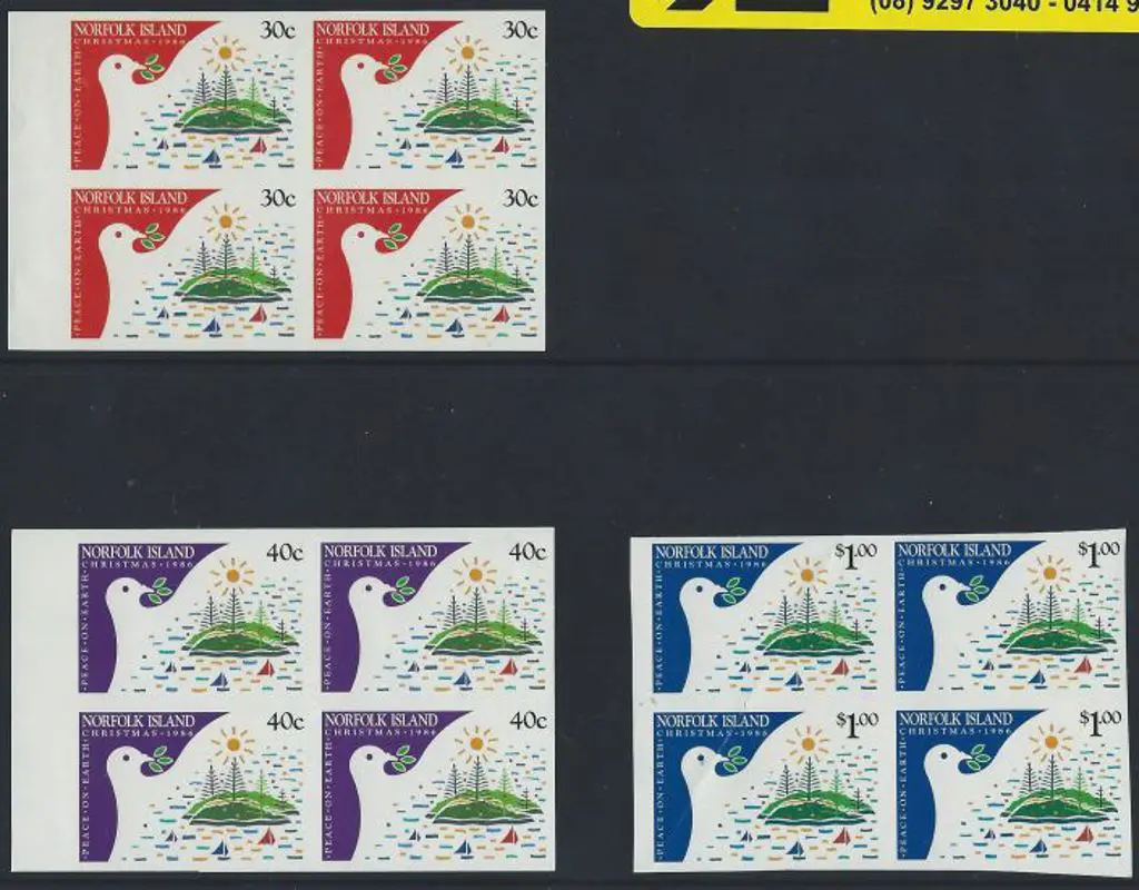 1986 Christmas set of 3 in completely imperforate ... Image 1++