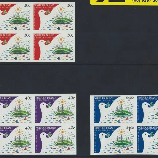 1986 Christmas set of 3 in completely imperforate ...
