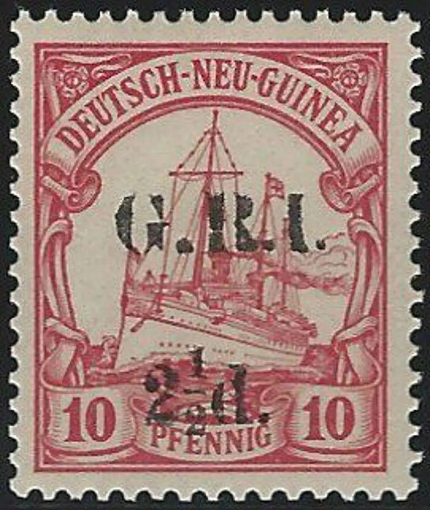 1914 GRI 2½d. on 10pf red yacht with "Horizontal ... Image 1++