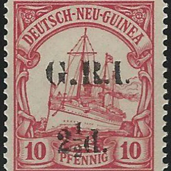 1914 GRI 2½d. on 10pf red yacht with "Horizontal ...